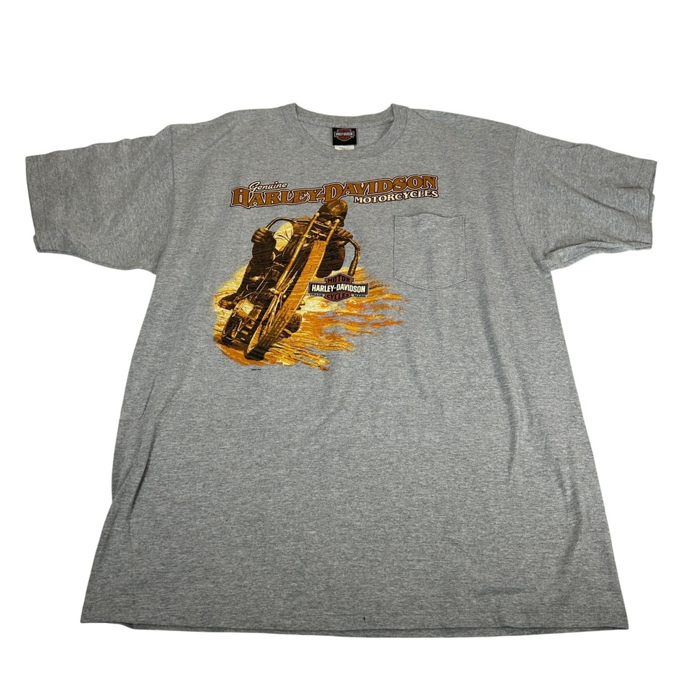 VTG Harley Davidson Wild Fire Chicago Ride Villa Park IL Pocket T-Shirt 2X USA